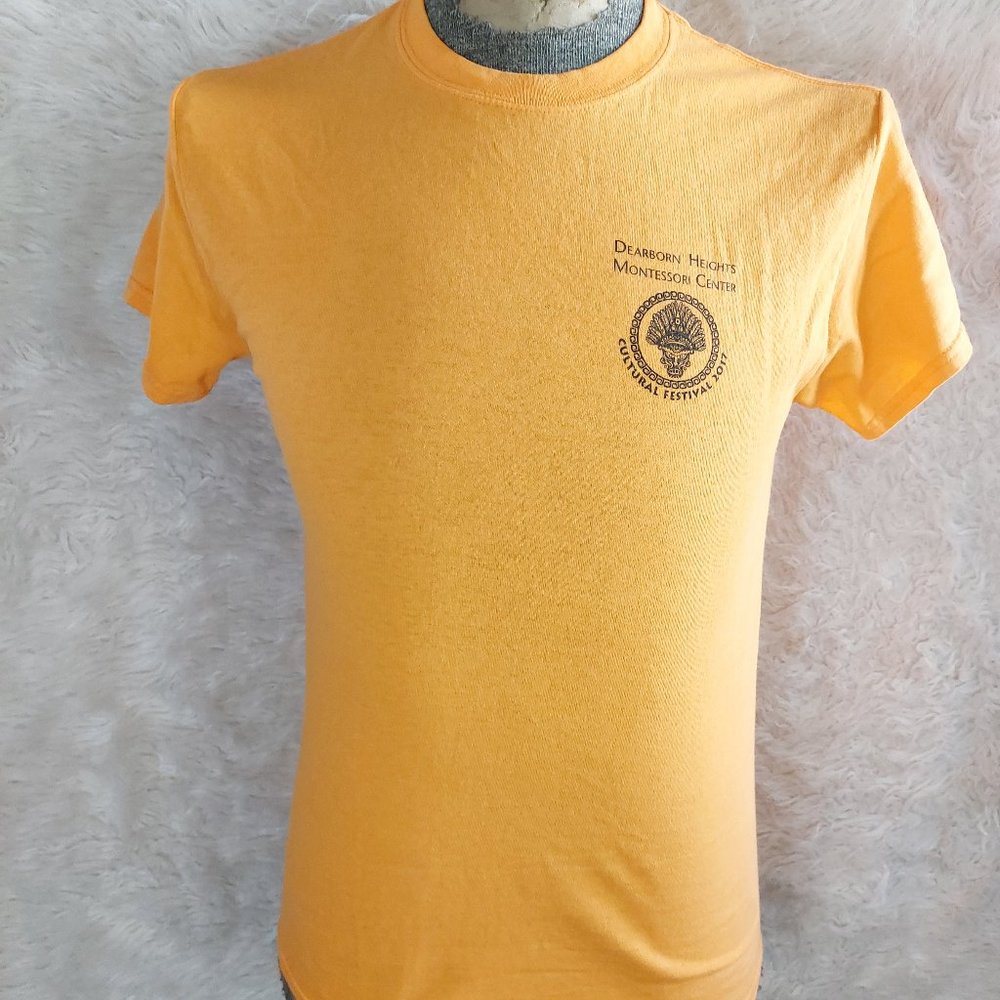 Dearborn Heights Montessori Center Cultural Festival 2017 Man's Orange T-Shirt S